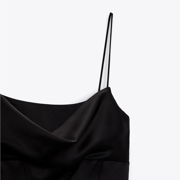 ZARA Black Corset Effect Satin Effect Slip Midi Maxi Dress $69.90 - Picture 6 of 12
